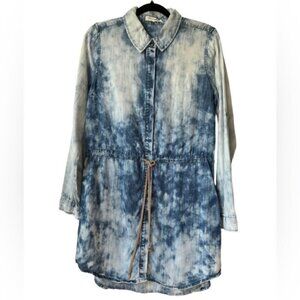 Life in Progress, Women’s Tie-Dye Denim Shirt Dress - Blue. Size: M/L